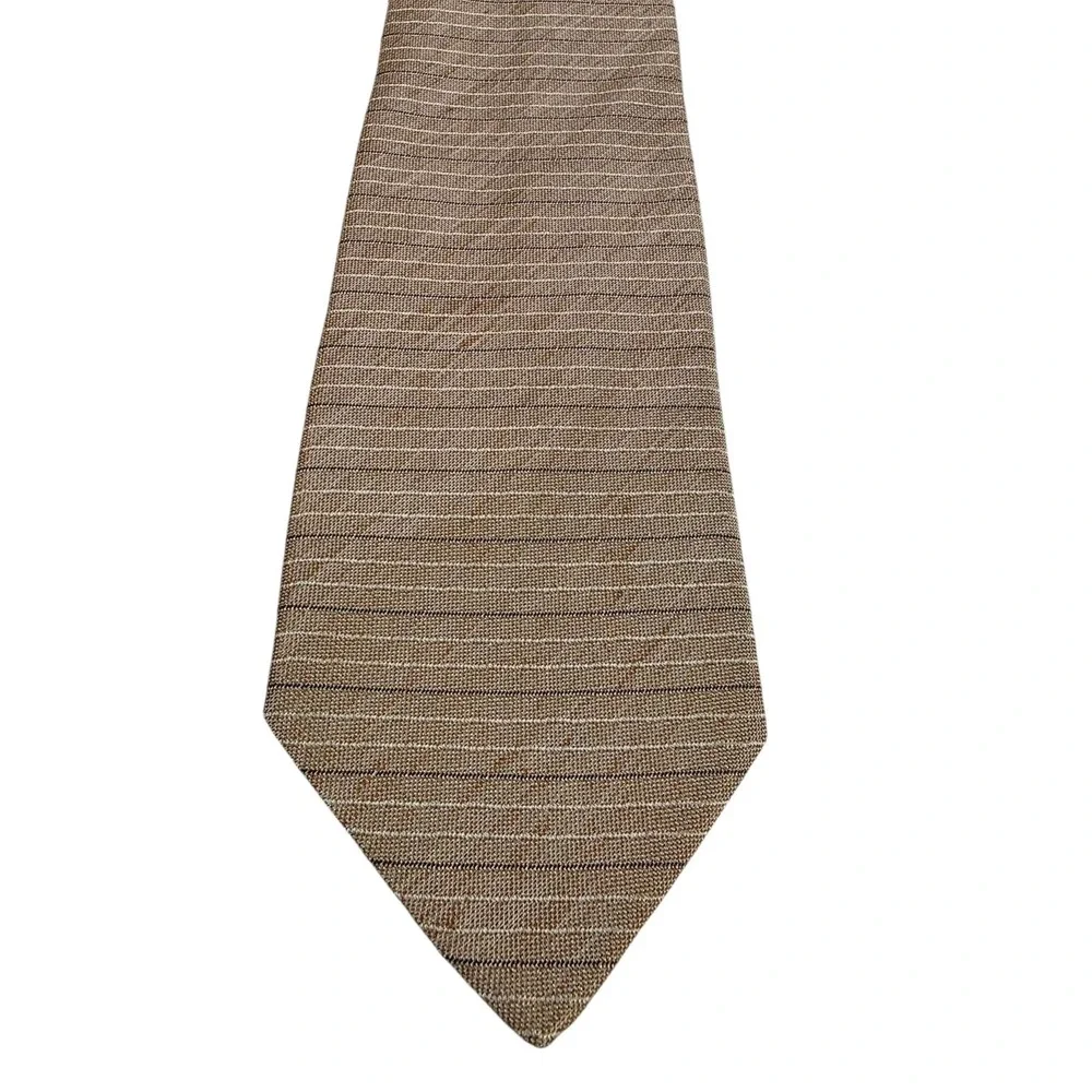 JAGUAR Striped Necktie Brown Gold‎ Tan Silk Blend Men's Formal Fashion
